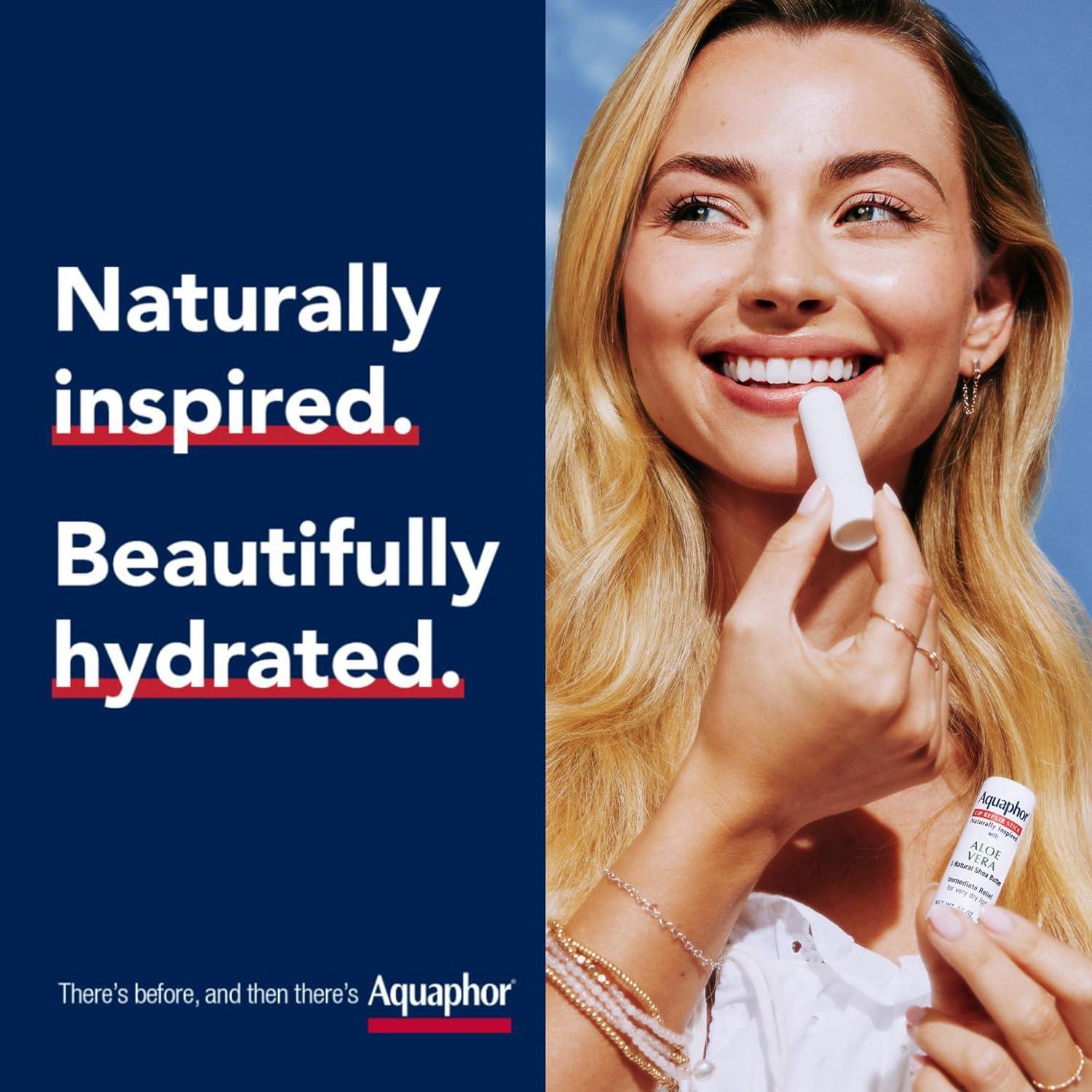 imageAquaphor Naturally Inspired Lip Repair Stick Four 4 Pack with Shea Butter Lip Balm Set Two 2 Coconut Oil 017 Oz  Two 2 Aloe Vera 017 Oz