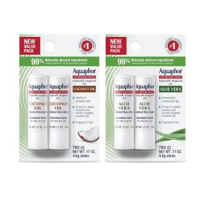 imageAquaphor Naturally Inspired Lip Repair Stick Four 4 Pack with Shea Butter Lip Balm Set Two 2 Coconut Oil 017 Oz  Two 2 Aloe Vera 017 Oz